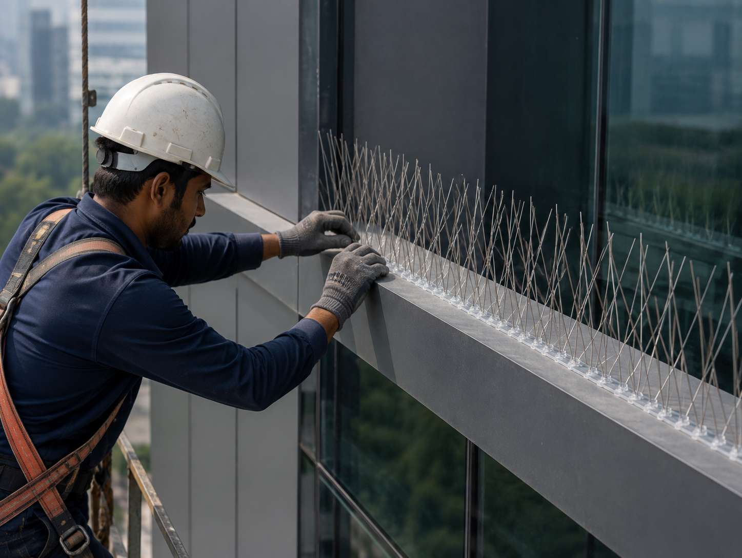 Façade Anti-Bird Spike Installation